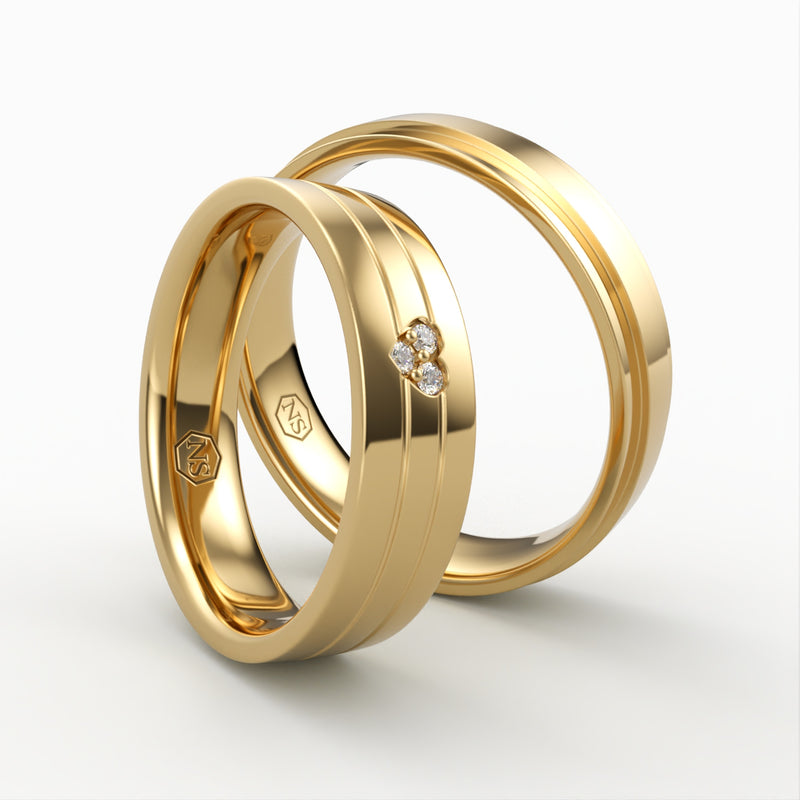 Klassiske Vielsesringe med Diamant Hjerte Design - EG 46