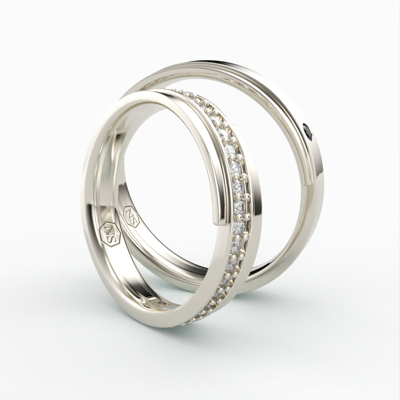Eksklusive Vielsesringe i Guld med Diamant Eternity & Sort Sten - EG 45