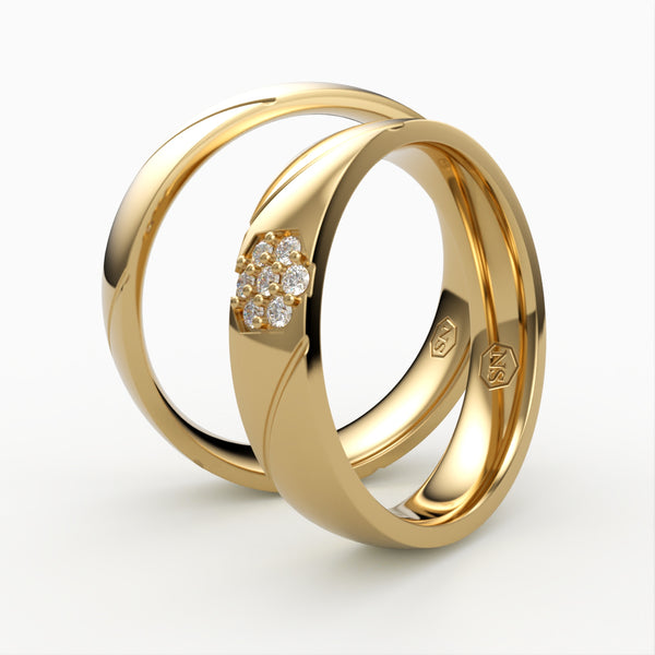 Vielsesringe med Blomsterformet Diamant Design - EG 55