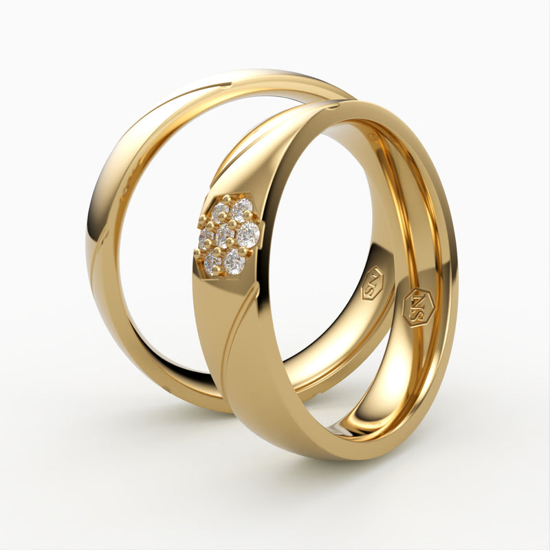 Vielsesringe med Blomsterformet Diamant Design - EG 55