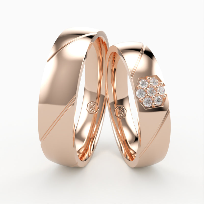 Vielsesringe med Blomsterformet Diamant Design - EG 55